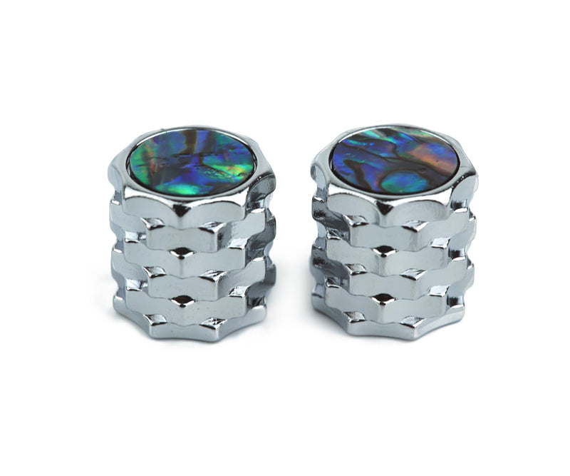 [AUSTRALIA] - Guyker Guitar Bass Potentiometer Control Knobs with 6.3mm Dia. Shaft Pots - 3PCS Brass Dome Speed Tone Volume Switch Knob with Abalone Top Replacement Part, CKB028 Chrome Chrome, 3 Piece 
