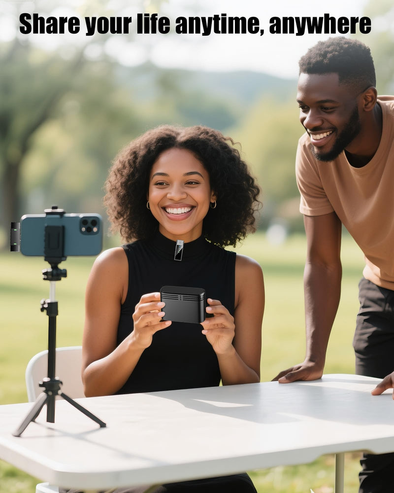 [AUSTRALIA] - Wireless Lavalier Microphone for iPhone 14/13/12/11 Series, Lapel Mic with All-in-One 24H Charging Case, Noise Reduction, Play Clip Mic for Video Recording,YouTube, TikTok, Podcast, Vlog Black Lighting 
