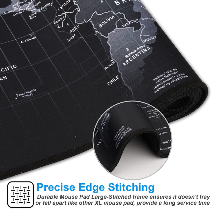 Cmhoo XXL Professional Large Mouse Pad & Computer Game Mouse Mat (35.4x15.7x0.1IN, Map) (90*40 Map) 35.4x15.7x0.1IN