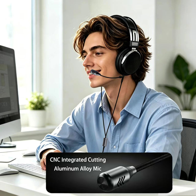 FAAEAL Wired Studio Headphones,Over Ear Boom mic Gaming Headset,HiFi Open-Back Stereo Headphones,Dual 3.5mm 50mm Dynamic Driver Monitoring Headset for Recording Mixing DJ Podcast Audiophile Wired Dual 3.5mm