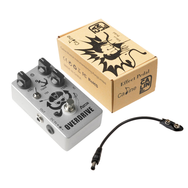 AZOR Overdrive Guitar Pedal Vintage Overdrive Effects，TS808 or TS9 Switch All-Metal Effect Pedal with True Bypass