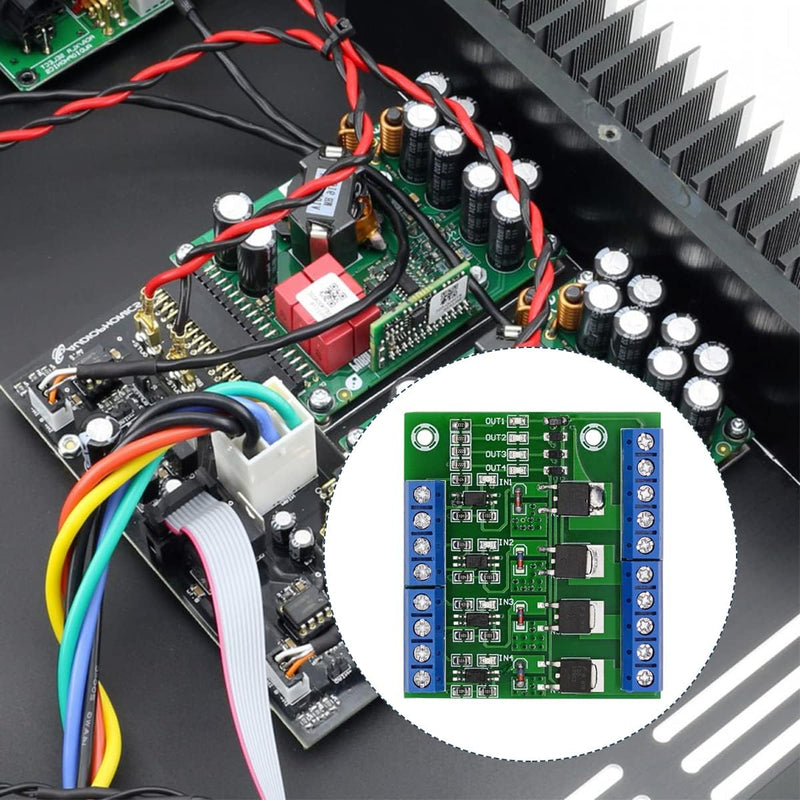 Mosfet PCB PWM 4 Channel PLC Amplifier Mosfet Module 8 Channels PWM 4 Channel MOS FET Module, PLC Amplifier Circuit Board Driver Module PCB Module Driver 3-20V to 3.7-27VDC, 10A