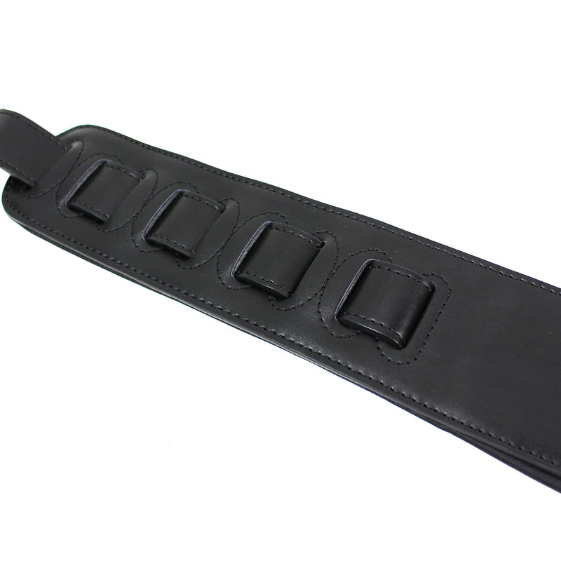 Walker And Williams KB-57 Handmade Large Vivid Blue Butterfly Padded Guitar Strap Hand Carved On Premium Black Carving Leather For Acoustic, Electric, And Bass Guitars
