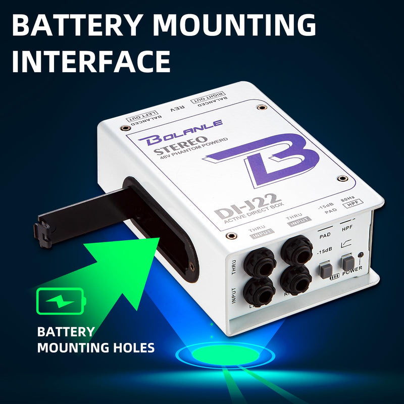 Bolanle J22 Professional Stereo DI Box/Splitter XLR 1/4 inch, Dual Channel Direct Box for Sound System, Subwoofer, Karaoke Speaker, Guitar, Keyboard, Bass
