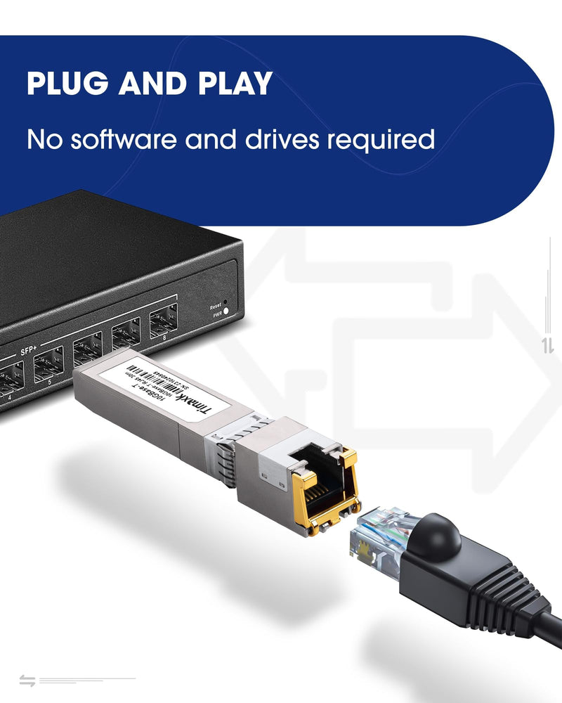 Timaxk 10G SFP+ to RJ45 Transceiver, 10GBase-T Copper Ethernet Module, 30m Over Cat6a/Cat7, Compatible with Cisco SFP-10G-T-S, Ubiquiti UACC-CM-RJ45-MG, MikroTik S+RJ10, Netgear, QNAP, 1 Pack