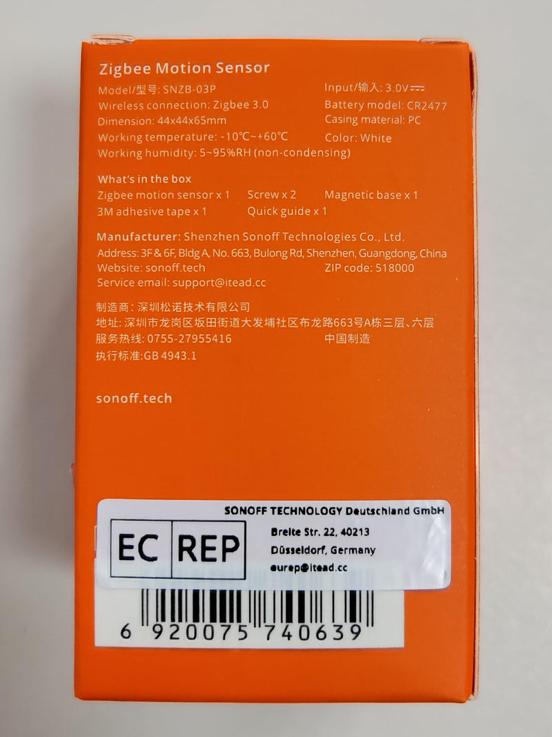 [AUSTRALIA] - SONOFF SNZB-03P Zigbee Motion Sensor, 3-Year Battery Life, for Alert System and Automations Wireless Motion Detector, SONOFF Zigbee Bridge Required, Batteries Included(2 Pack) 