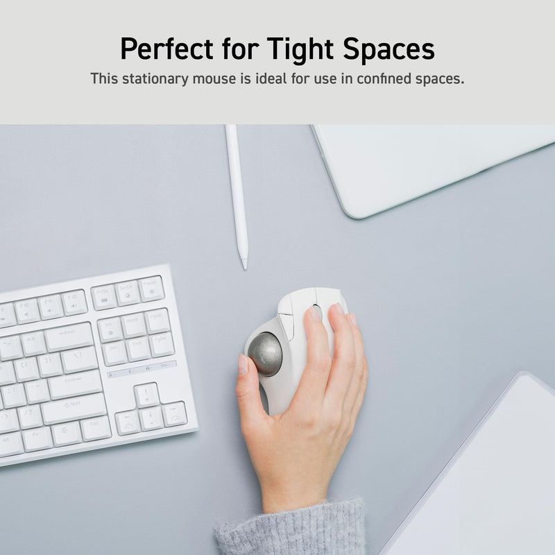 ELECOM Ergonomic Comfort Design Trackball IST Wireless 2.4GHz Connect, Super-Smooth Tracking with Roller Ball Bearing, 36mm Ball, Thumb Control, Compatible for Windows, PC, and Mac White (M-IT11DRWH) USB-Wireless