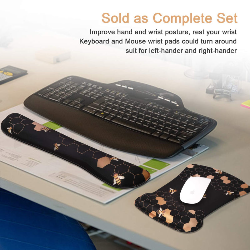 iCasso Keyboard Wrist Rest and Mouse Wrist Rest Pad, Made of Memory Foam, Ergonomic Support, Easy Typing and Relieve Wrist Pain, Perfect for Gaming, Computer, Office, Laptop (A-Honeycomb) A-honeycomb