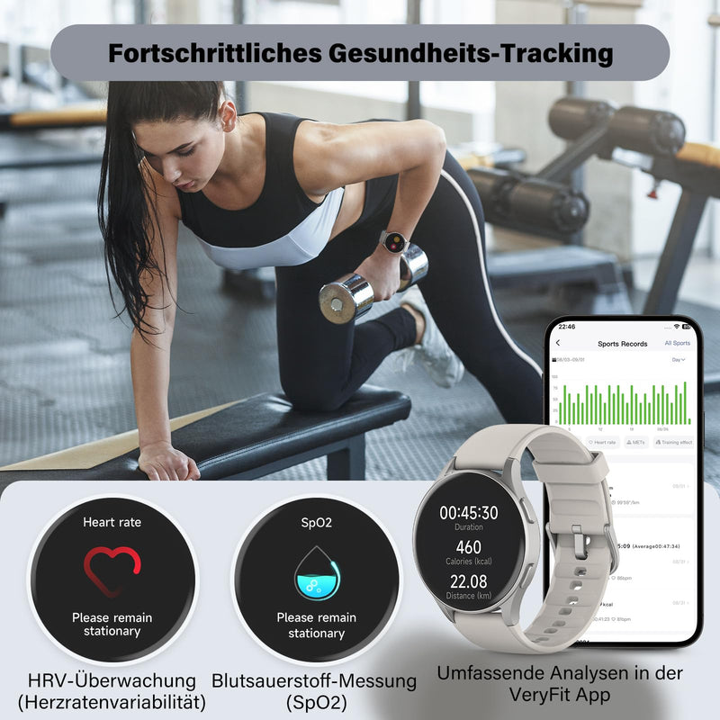 Smart Watch for Women, Built-in Alexa, GPS, HRV, VO2 Max, Blood Oxygen, Sleep & Stress Monitor, BT Calling, Compass, Altimeter, 1.32" AMOLED, Fitness & Women’s Health, Waterproof, iPhone Compatible Starlight Gray 43mm case