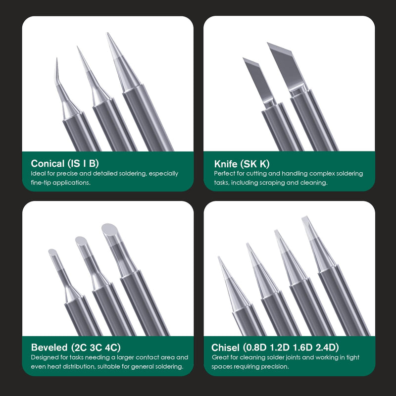 HANGLIFE 900M Soldering Iron Tips for Hakko, Yihua, Atten, Quick, Ryobi, and More Soldering Stations/Guns - Replacement Solder Tips for Welding Equipment & Accessories (12 pcs) Kit 1