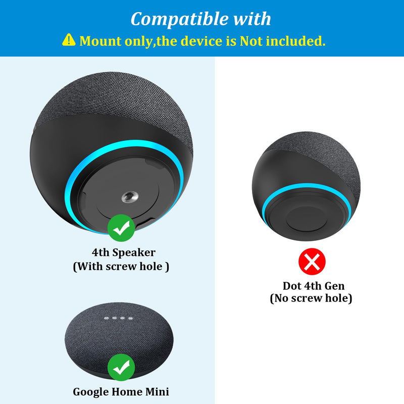 [AUSTRALIA] - PlusAcc Wall Mount for 4th Gen - Space-Saving Stand Shelf Compatible with Google Home Mini & 4th Generation, Metal Bracket with Cable Management（Black） Black 