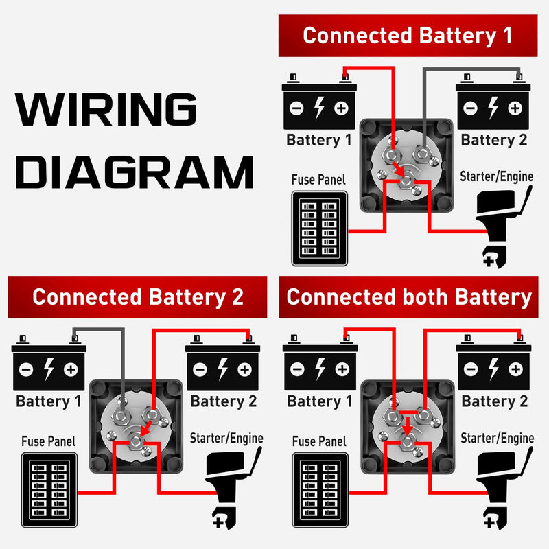 [AUSTRALIA] - Nilight Battery Switch 1-2-Both-Off 12V 24V 48V 600A High Current Heavy Duty Battery Power Cut Master Switch Disconnect Isolator for Truck Vehicle Trailer RV Marine Boat Yacht 1-2-Both-Off Switch 600A 