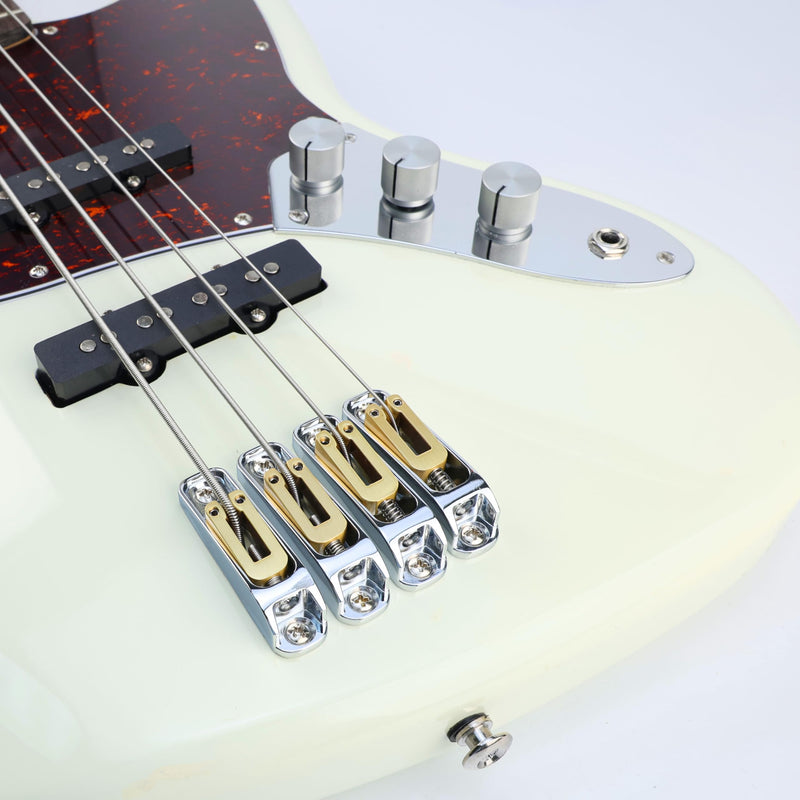 Chrome Single String Bass Guitar Bridge with Brass Saddle Individual Fixed Bridge for 4 String Electric Bass Replacement Parts 4 piece Chrome