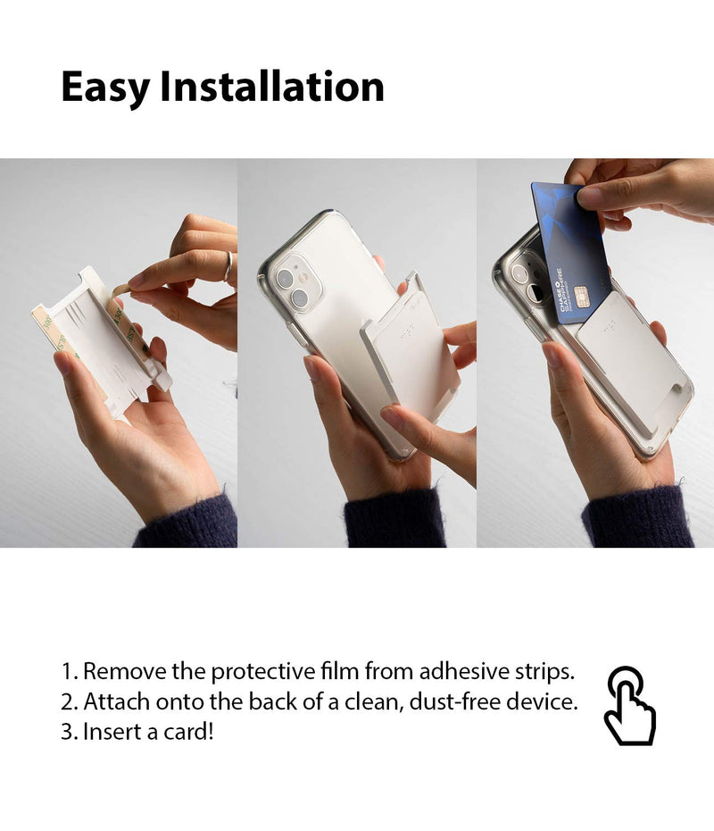 Ringke Slot Card Holder (2 Pack) Designed for Smartphones, Adhesive Stick On Wallet Case Minimalist Slim Hard Premium Credit Card Cash Sleeve - Clear Mist Clear Mist (2 Pack)