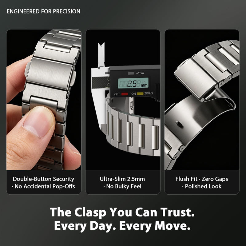 I-Boruly Lightweight Titanium Band for Men Apple Watch Ultra 49 46 45 44mm | Waterproof,lightweight,scratch-resistant & rust-proof strap;fits sports,office,business,travel & swimming,premium men’s gift