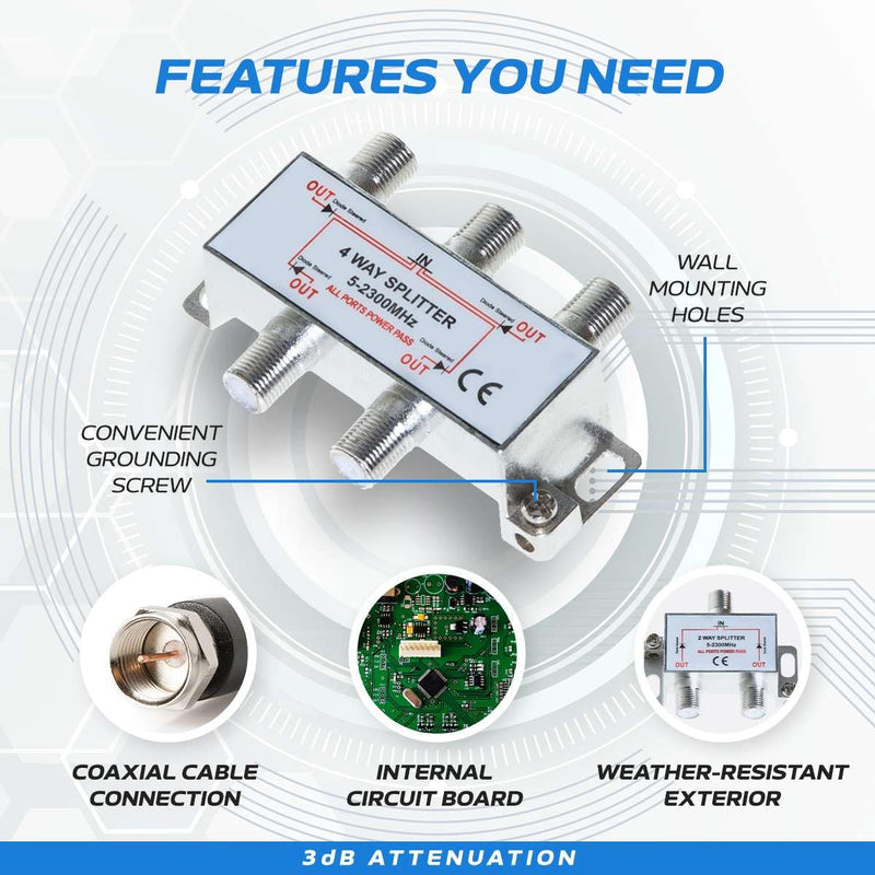 [AUSTRALIA] - Cables Direct Online 3 Way Bi-Directional 5-2300 MHz Indoor and Outdoor Waterproof Coaxial Antenna Splitter for RG6 RG59 Coax Cable Satellite HDTV (3 Ports) Pack of 1 