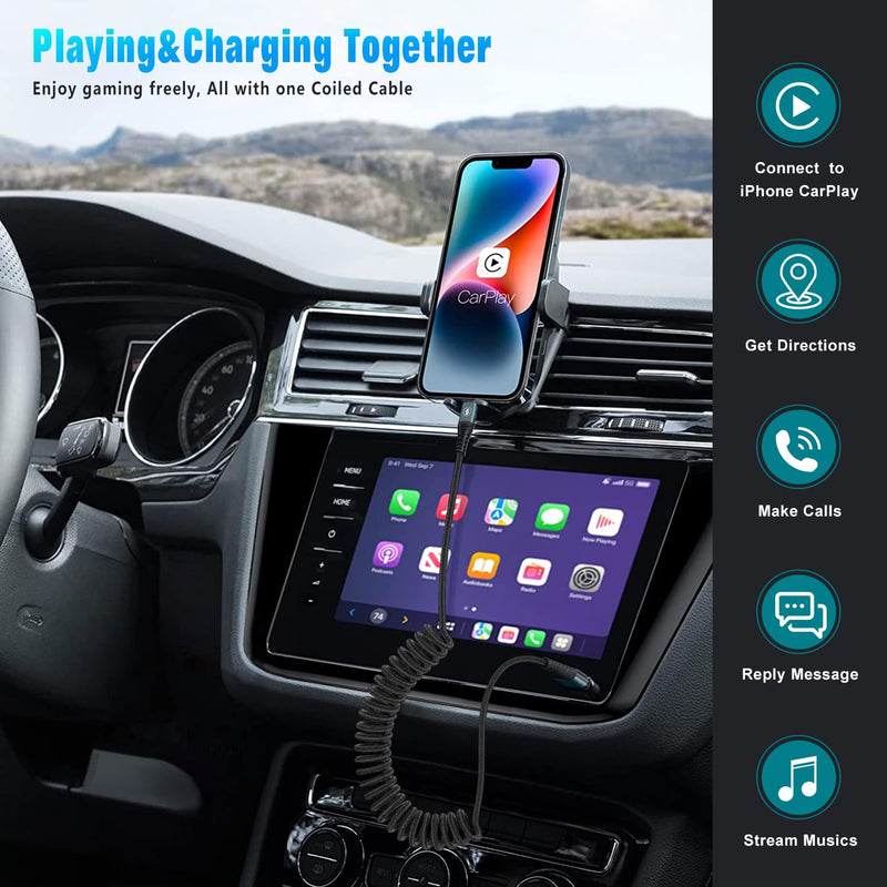 Coiled Lightning Cable 3ft Nylon Braided, iPhone Charger Fast Charging for Car [Apple MFi Certified], Compatible with iPhone14/13/12/11 Pro Max/XS MAX/XR/XS/X/8/7/Plus/6S iPad/iPod-2Pack 2Pack-3FT Grey