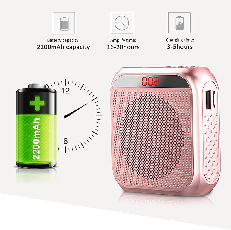 Voice Amplifier for Teachers,Rechargeable Portable Microphone with Speaker,Portable Pa System for Outdoors, Teaching, Meeting, Presentation, etc(Rose Gold) Rose Gold