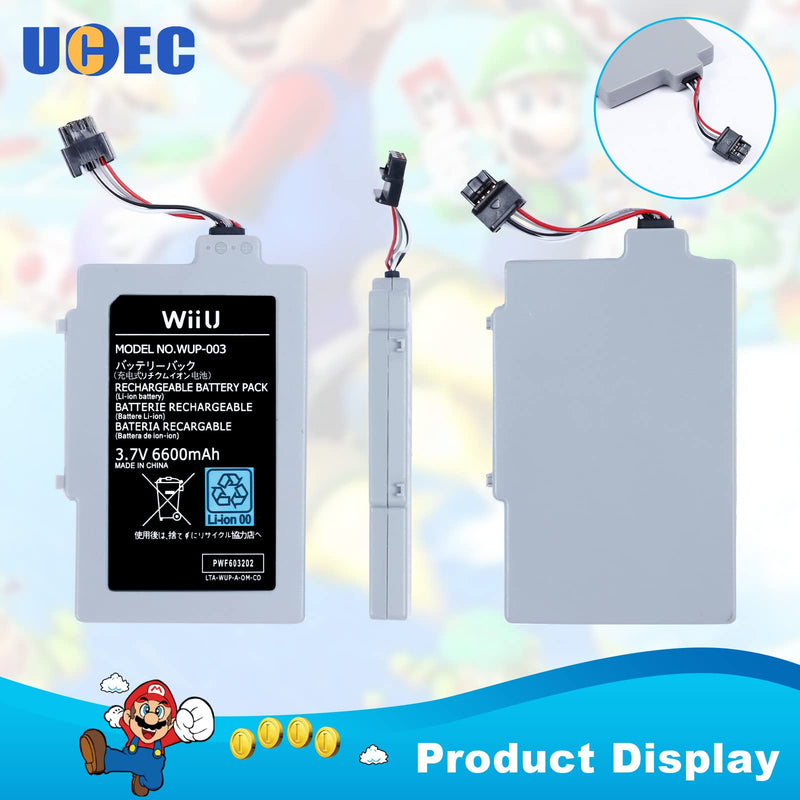 6600mAh Wii U Gamepad Battery Replacement Rechargeable Battery Pack Wii Accessories for Nintendo Wii U Gamepad WUP-010, WUP-012