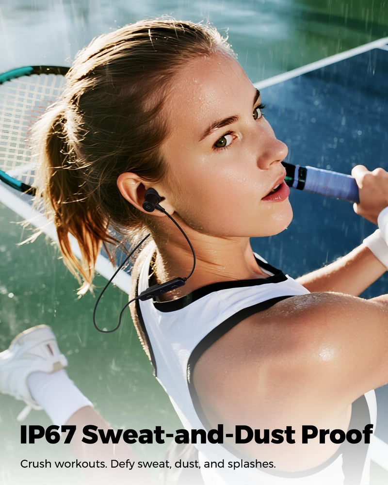 SoundPEATS Q40 HD - Sports Neckband Bluetooth Headphones - Black | LDAC Hi-Res Audio,Bluetooth 6.0, IP67 Waterproof Wireless Earbuds, 20H Playtime for Running Gym, Fast Charge Dual Pairing