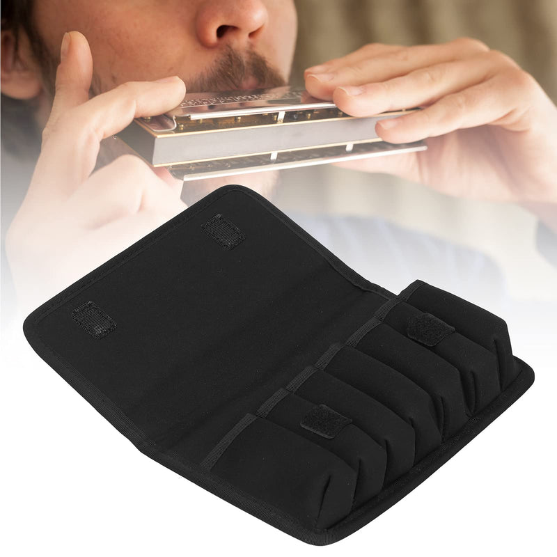 [AUSTRALIA] - 10 Holes Harmonicas Storage Bag, Large Capacity Soft Harmonica Carry Case, Portable Eva Shockproof Cloth Harmonica Cases Storage Case for 7 Harmonicas Storage (Black) 