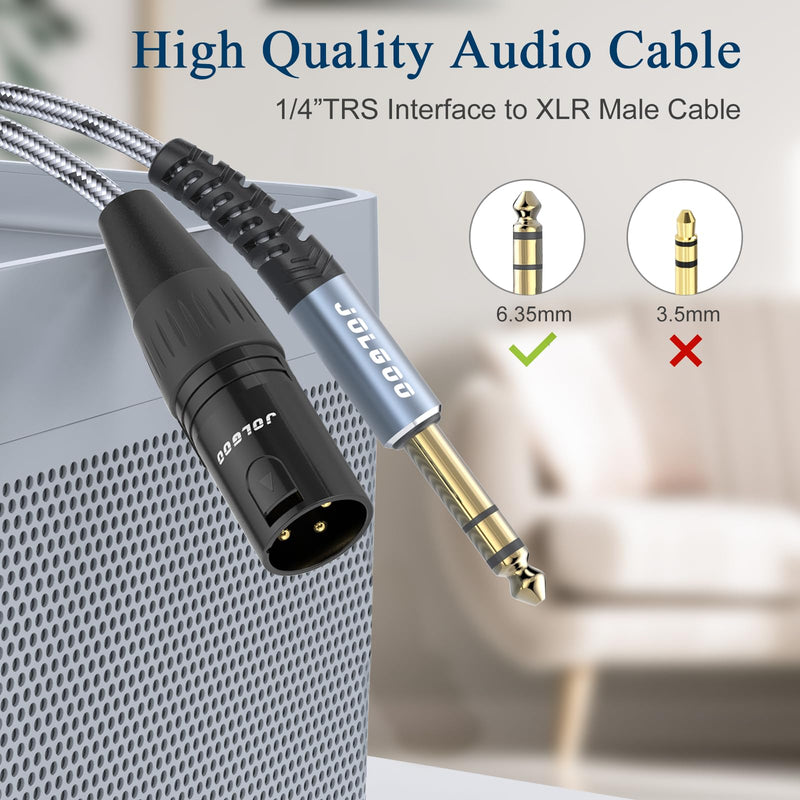 1/4 Inch TRS to XLR Male Cable, Balanced 6.35mm TRS Plug to 3-pin XLR Male, Quarter inch TRS Male to XLR Male Microphone Cable, 6.6 Feet 2 Pack 1/4 TRS Male to XLR Male 6.6 Feet - 2 Pack