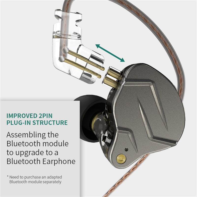 [AUSTRALIA] - KZ ZSN Pro Gaming Earbuds, HiFi in-Ear Monitor Earbuds Stereo Sound IEM Earphones Noise Cancelling in Ear Headphones with 2pins Detachable Cable for Phone Android MP3 MP4 Music Player (Gray with Mic) Gray 
