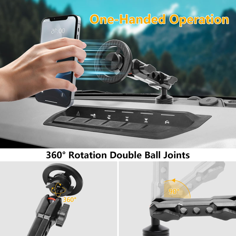 Phone Mount for Ford Bronco 2021-2026 2/4 Door | 360°Adjustable Magnetic Dashboard Phone Holder, MagSafe Dash Mount for Bronco Accessories (Not for Bronco Sport)