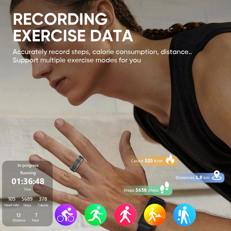 Yihou Smart Ring Heart Rate Monitor Sleep Tracker Fitness Rings Step Counter Pedometer Waterproof Health Vintage Smart Rings for Men Women Unique Anillo Inteligente, No Subscription Fee #9