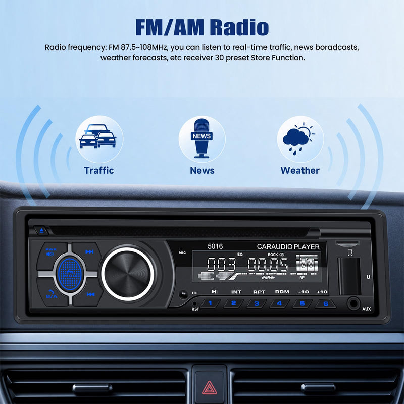 SIXWIN Single Din Car Stereo with Double BT Voice Assistant Find Car Function Audio Recording APP Control FM AM CD DVD Car MP3 Player USB AUX Port Car Audio System P3-support DVD