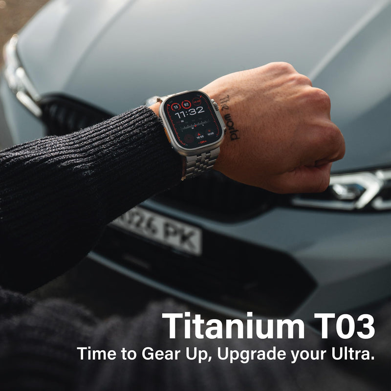 KORDIZ Titanium T03 Band for Apple Watch ULTRA 3 / ULTRA 2 / ULTRA (49mm) — Refined Iconic Design, Lightweight Grade 2 Titanium with Butterfly Clasp — Premium Luxury Bracelet for Men Natural Titanium