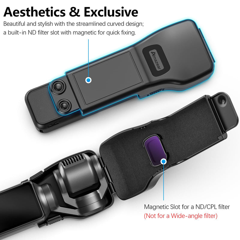 AMAZEAR Gimbal Screen Protective Cover for DJI Osmo Pocket 3 Accessories, Lens Cap Hard Case for Xtra Muse Gimbal Vlog Camera with Soft Lining, Compact Design, Quick Open/Close, Black