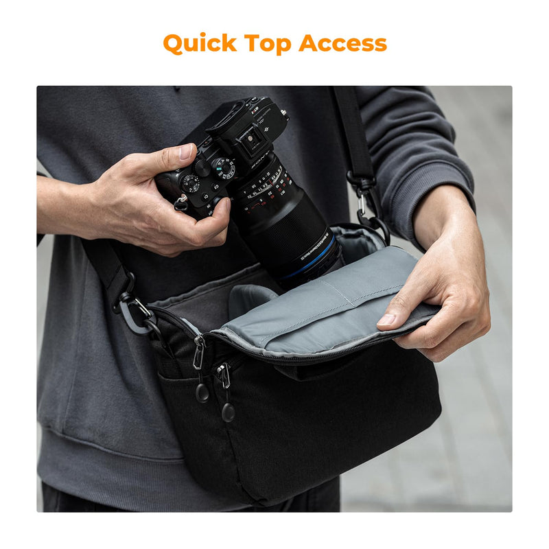 K&F Concept Camera Sling Bag Small Crossbody Camera Case DSLR/SLR/Cute Compact Shoulder Photography Bags for Photographers Black