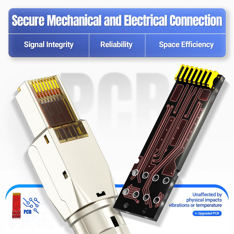 AMPCOM STP CAT8 RJ45 Connector Zinc-Alloy Tool-Free Ethernet Field Termination Modular Plug -12 Pack 12-Pack