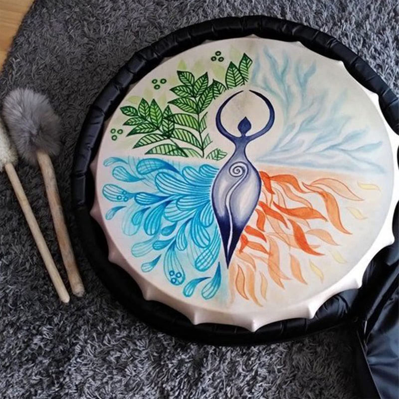 FIRLAR Shaman Drum,10 Inch Shaman Hand Drum With Drum Stick, Instrumental Shaman Alchemy Moon Drum, Sound Healer Shaman Drum For Spiritual Music, Reflection Meditation (Tree) Tree