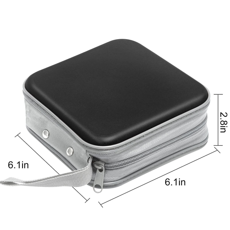 CD Case, 40 Capacity CD/DVD Case Holders Wallet Hard Plastic DVD Disc Cases Storage Binder for Car Home Office Travel (Black) Black