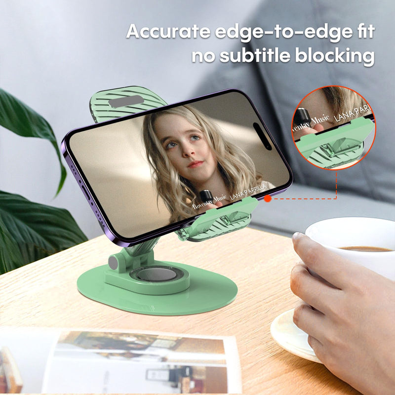 Foldable Desktop Phone Holder, Phone Holder on Desk Compatible with iPhone15, 14, 13 Pro Max Mini, Suitable for 3.5-12.9 inch Phones and Tablet Computer. (Green) Green