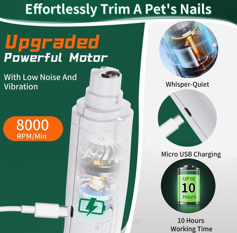 [AUSTRALIA] - CATPICK 2-in-1 Cat Nail Clippers & Dog Nail Clippers Trimmers for Large Medium Small Dogs Cats Claw Trimmer Quick Sensor and Safety Guard USB Rechargeable with 2 LED Lights Dogs Nail Trimmer White 6th Generation 