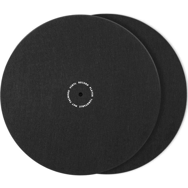 Facmogu 2PCS 12" Turntable Platter Wool Mat, 3mm Vinyl Record Slipmat, Anti-Static Turntable Platter Mat Felt, Soft Turntable Pad for Record Player, Audiophile Reduce Noise, Phonographs Flat Mat-Black Black