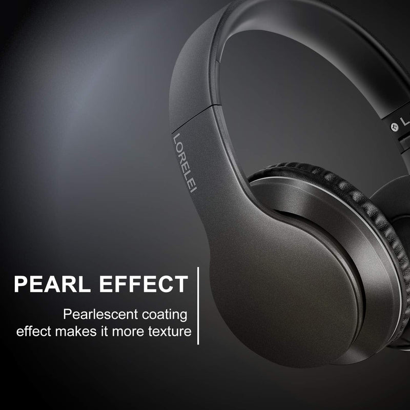 LORELEI X6 Over-Ear Headphones with Microphone, Lightweight Foldable & Portable Stereo Bass Headphones with 1.45M No-Tangle, Wired Headphones for Smartphone Tablet MP3 / 4 (Space Black) Space Black