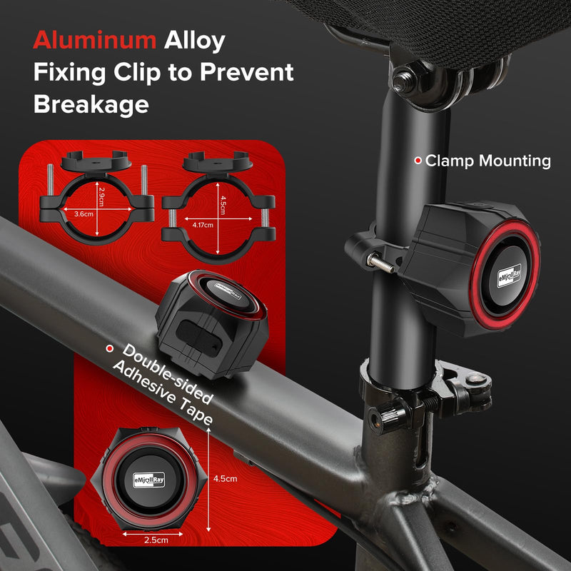 Bike Alarm,110dB Loud Waterproof Wireless E-Bike Alarm with Remote,Anti Theft Alarm Adjustable Volume Motorcycle Alarm Wireless Motion Sensor Alarm for Bicycle, Ebike,Ebike Accessories