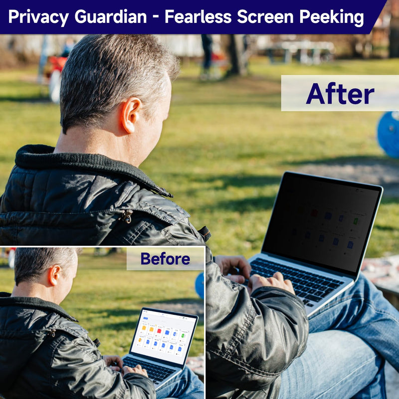Upgraded Privacy Screen Filter Compatible with MacBook Pro 13 Inch (2016-2022, M1, M2)/MacBook Air 13'' (2018-2021, M1), Removable Anti Blue Light Laptop Privacy Screen, No Magnetic No Glue