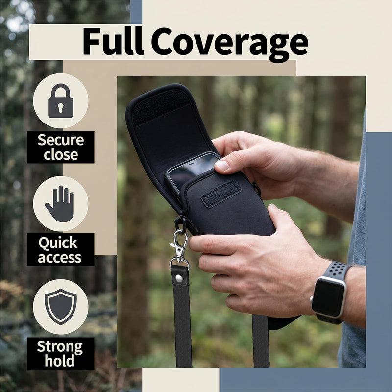 2 Pcs Phone Crossbody Bag, Universal Neoprene Cell Phone Pouch Purse Crossbody with Neck Strap, Around Neck Carrying Case for iPhone Cell Phones Coin Key