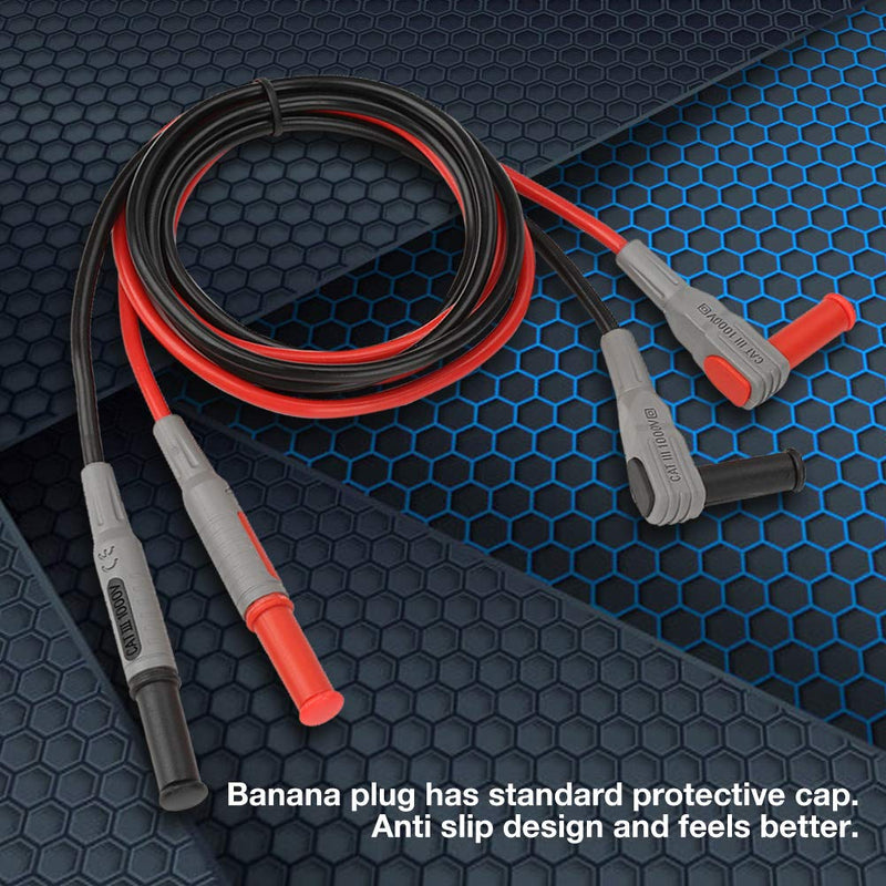 Multimeter Probe Test Cable, P1033 4 mm Test Leads, Banana Plug Test Lead, Angle to Straight Multimeter Wire Cable, Test Leads for Multimeter
