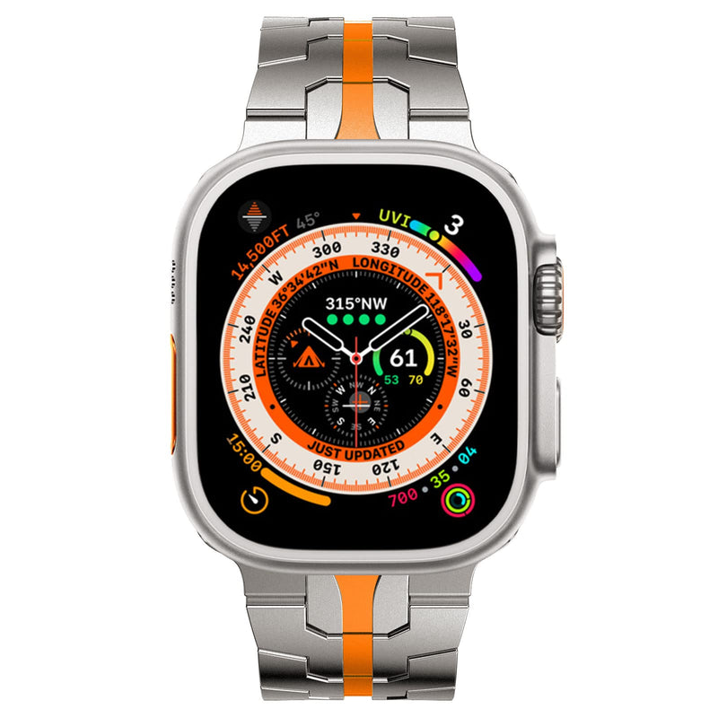NewWays Grade 2 Titanium Band for Apple Watch Band for Men Ultra 3/2 /1 49mm Series11 10 46mm 45mm 44mm Titanium/ Orange 44/45/46/49mm
