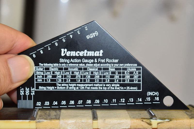 Guitar String Action Gauge, String Height Ruler, Guitar Fret Rocker, Fret Leveling Guide, Buzzing Fret Catcher, 1mm Thickness, Laser Etching, High Precision Graduations,Luthier Tools
