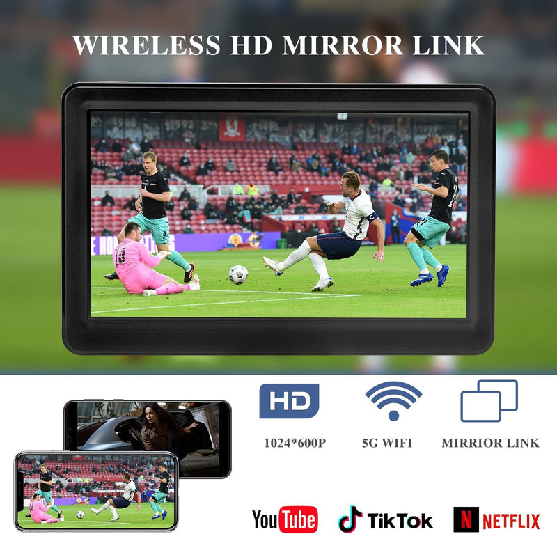 Wireless Car Stereo Compatable with Apple CarPlay and Android Auto, 7-inch Touch Screen in Car FM Transmission, with 5.0 Bluetooth Hands-Free/Mirrored Projection/Portable Car Stereo for All Vehicles
