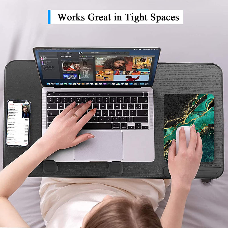 Atufsuat Small Mouse Pad, Mini Pad 6 x 8 in, Thick Rubber Waterproof Mat, Cute Mousepad Wireless Tray Home Office Travel, Teal Green Gold Marble, Square-20x15CM-Green Luxury Teal Marble