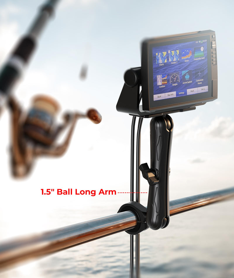VAZESWIN 1.5" Ball Aluminum Alloy Double Socket Arm, 9.1" Length Long Arm | Compatible with RAM Mounts C Size 1.5" Ball Components, 360° Rotation, for Fish Finder Mount, Marine Electronic Mount