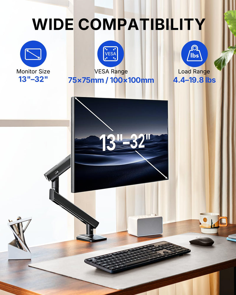 HUANUO FlowLift™ Pro Monitor Arm and HUANUO Universal Full Motion Pole Mount Monitor Arm